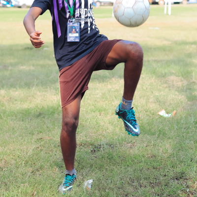 Photo of a person doing keepy ups