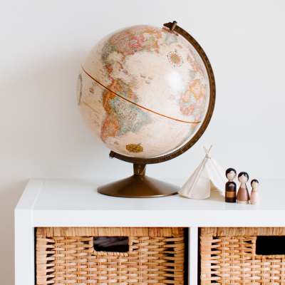 Globe on a living room unit