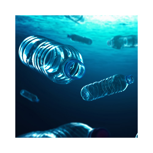 Plastic bottles in the ocean