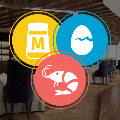 The mustard, shellfish and eggs allergy icons