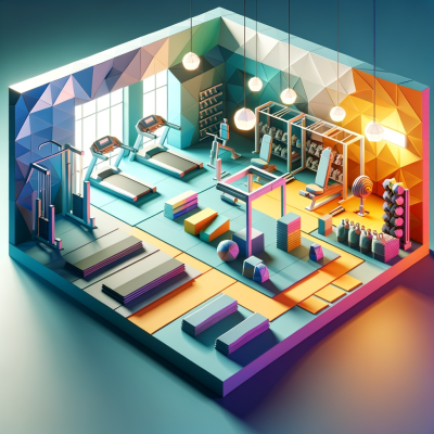 Graphic of a gym in bright colours