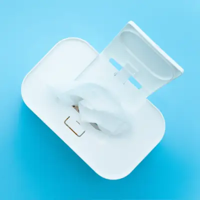An open pack of wet wipes
