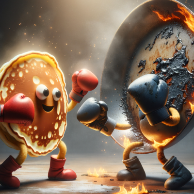 Pancake fighting dirty pan