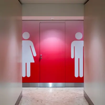 Public Toilet Red Male Female Sign