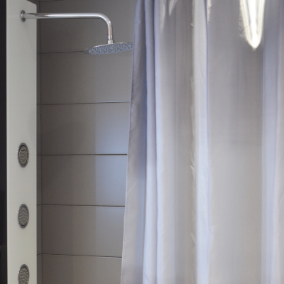 Shower curtain in home