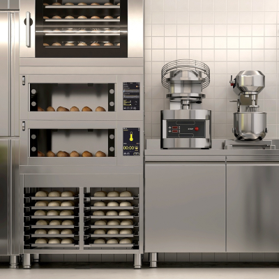 A stainless steel commercial kitchen