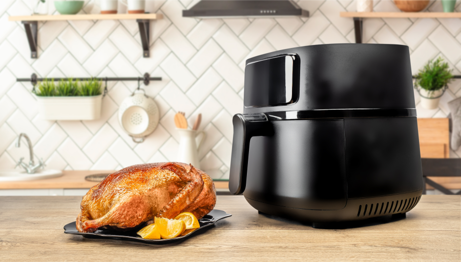 Air fryer with food