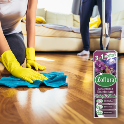 Woman mopping floor