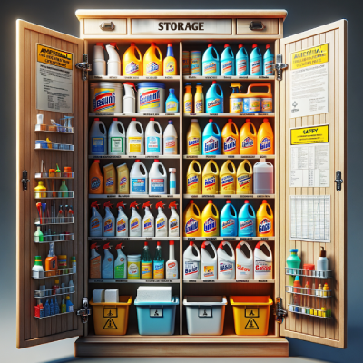 Cleaning supplies in storage