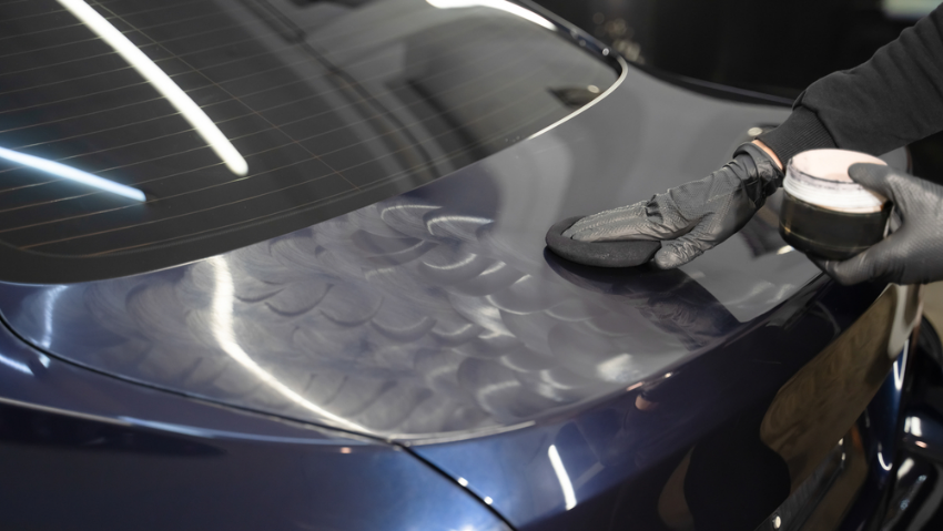 Polishing a car boot