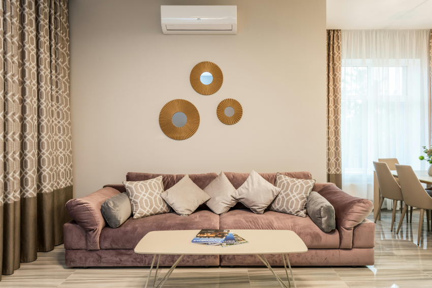Fabric sofa in a living room