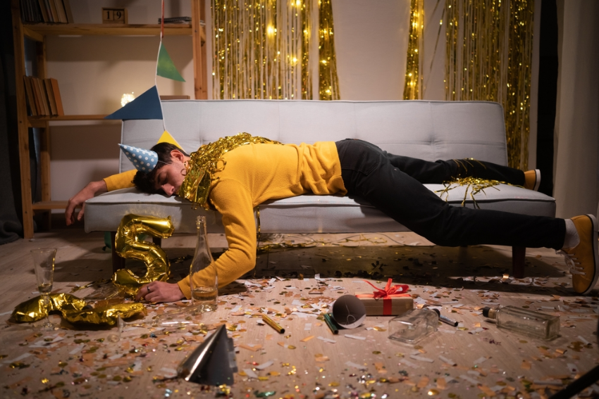 Drunk man after Christmas party
