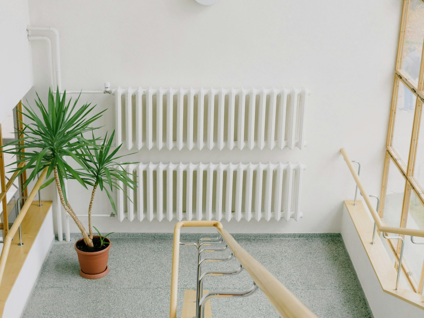Radiator on stairwell