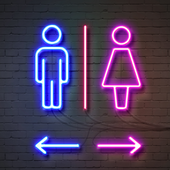 Public restroom neon sign