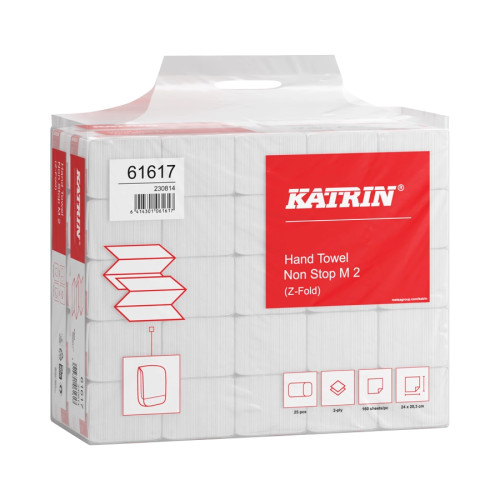 Katrin Z-Fold Paper Towels Non-Stop Medium 2Ply Handy Pack 160 Sheet (Case 4000) 