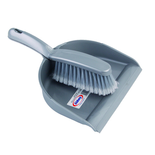 Silver Soft Dustpan and Brush