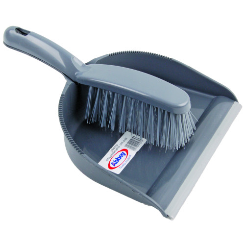 Silver Stiff Dustpan and Brush
