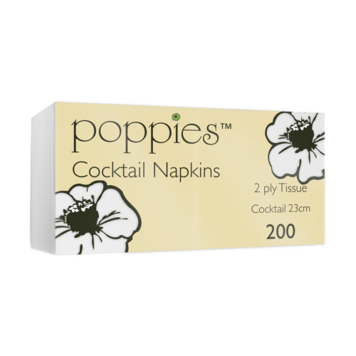 25cm 2-Ply White Cocktail Napkins
