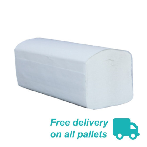 Pro 2-Ply V-Fold White Hand Towels - Pallet of 64 Cases