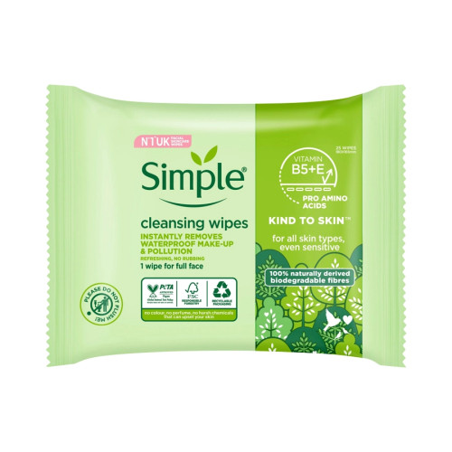 Simple Biodegradable Cleansing Wipes - Pack of 100
