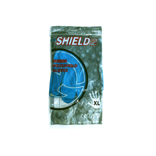 Shield Household Rubber Gloves Medium Blue - 12 Pairs