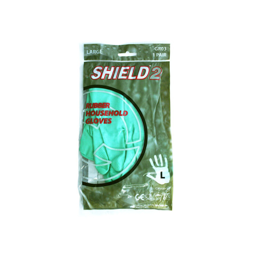 Shield Household Rubber Gloves - Small - Green - 12 Pairs