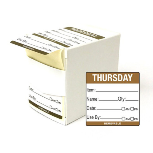 5cm Thursday Day of the Week Labels 