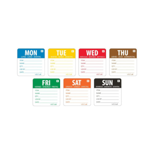 5cm Complete Set of Days of the Week Labels