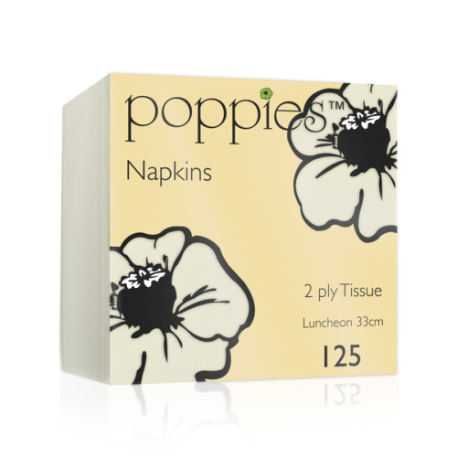 Poppies 33cm 2-Ply Champagne Napkins 