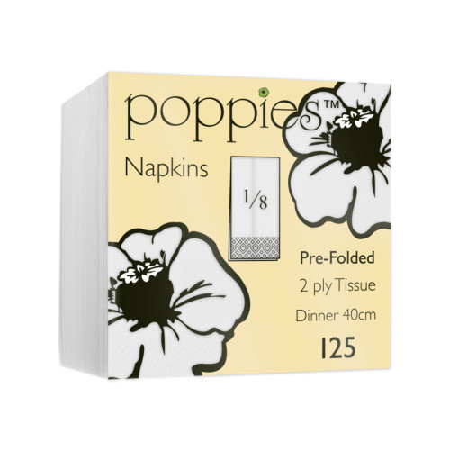 40 cm 2 ply White 8-fold Napkins
