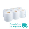 Sapphire 2-Ply Reycled Mini Jumbo Toilet Rolls -200m - 76mm(3") Core - Pallet of 55 Cases