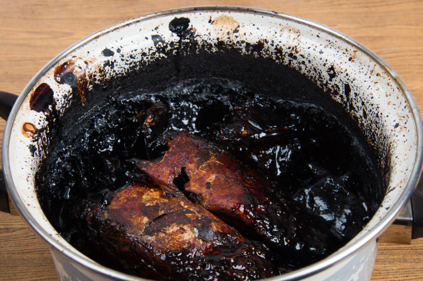 Pan encrusted with burnt food