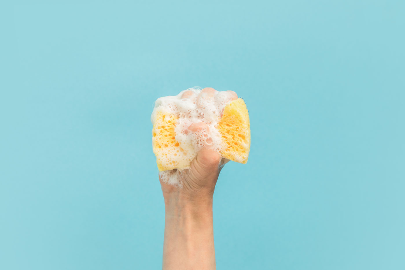 Holding disinfected sponge
