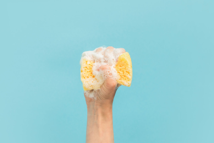 Holding disinfected sponge