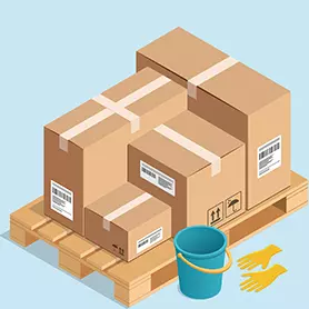 Large box of trade cleaning products