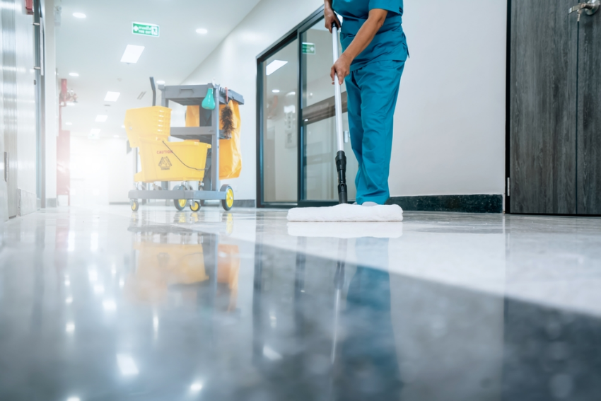 Person cleaning the floor