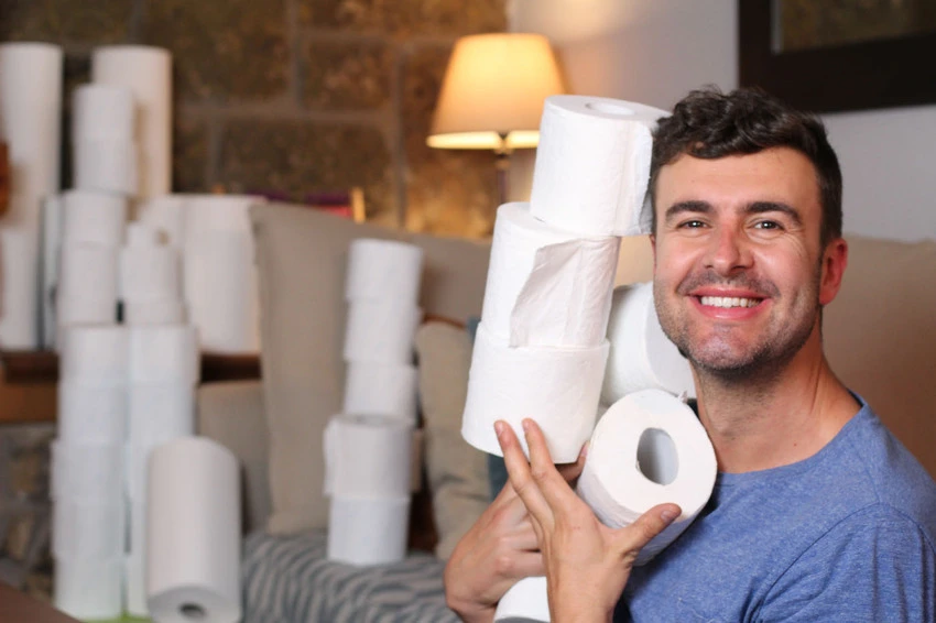Happy to be surrounded by toilet roll