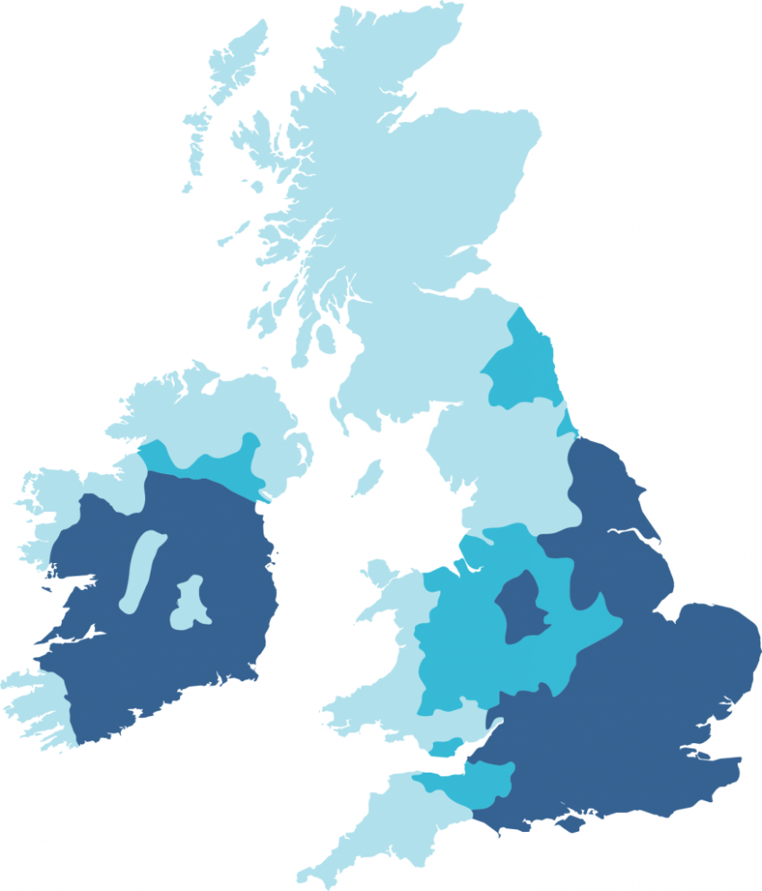 UK water hardness map